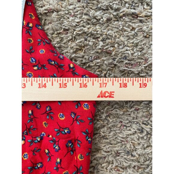 Red Floral Womens Overalls Sleeveless Wide-Leg Jumpsuit Cotton Blend - Picture 5 of 6